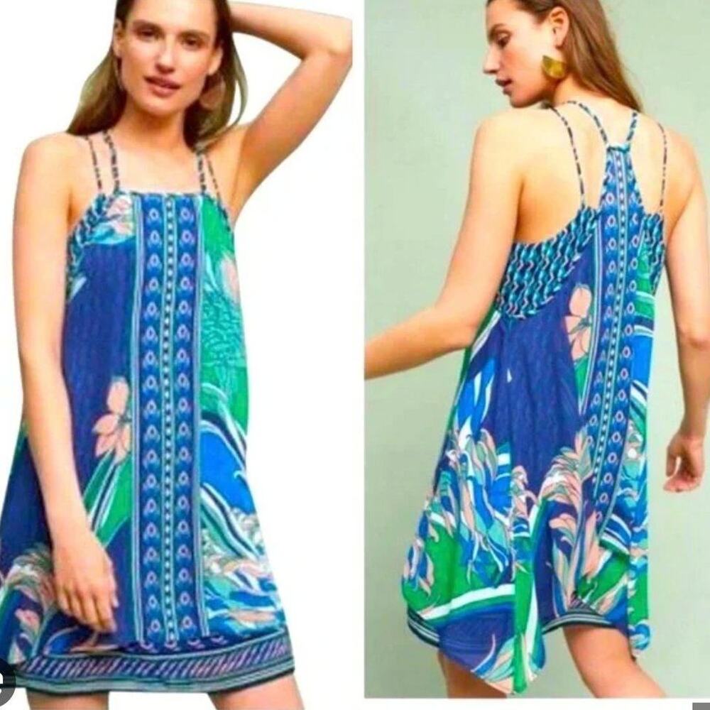 Anthropologie Maeve Layered Silk Laurel Scarf Silk Dress - Size L - Picture 9 of 9